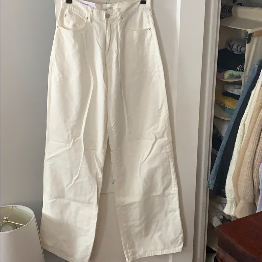 WeWoreWhat High Rise Wide Leg White Jeans
